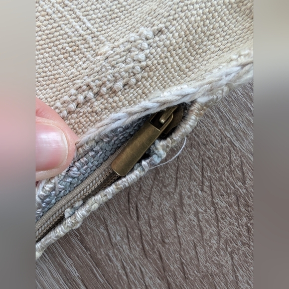 Moroccan White Blue Cactus Silk Lumbar Pillow Cover 23x14 Handwoven Boho Cushion - Picture 5 of 6